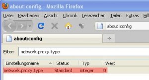 Firefox Proxy deaktivieren über about:config