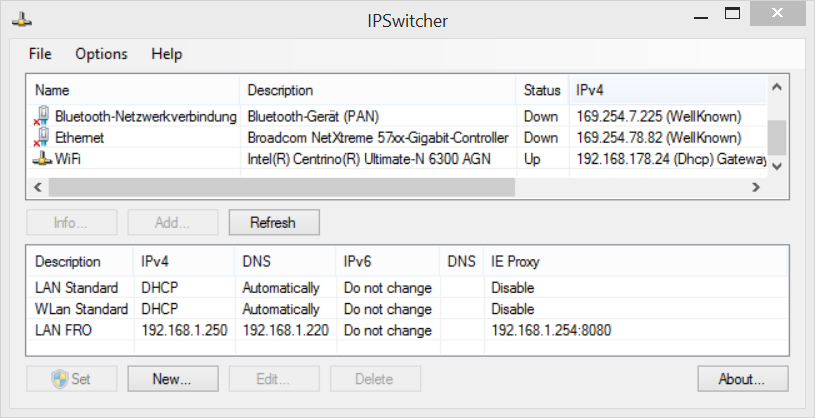 IPSwitcher - Nettzwerkprofile verwalten