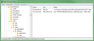 Regedit - Excel in neuer Instanz - Vorher