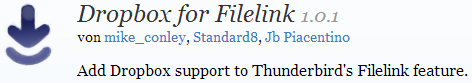 Thunderbird AddOn: Dropbox for filelink